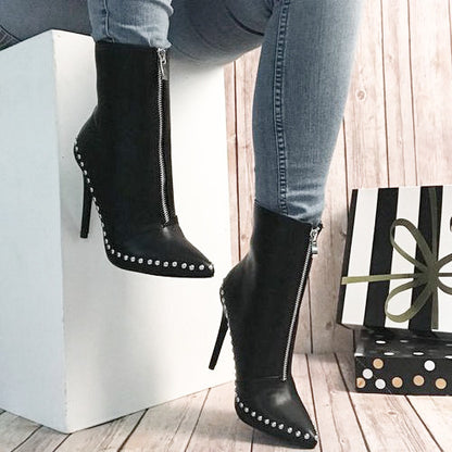 Studded zipper boots