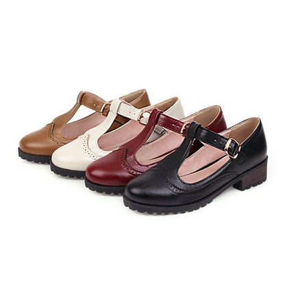 College Style Large Size Women's Shoes T-shoes Spring Buckle Single Shoes Student Shoes