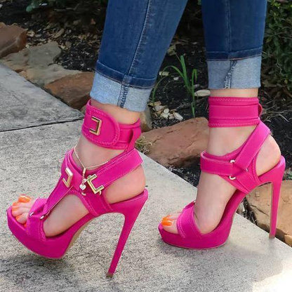 Buckle Super High Heels Waterproof Platform Fish Mouth Stiletto Heel Women Sandals