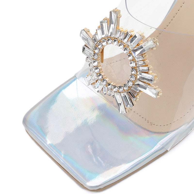 Women's transparent high heel slippers