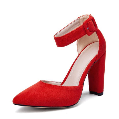 Microfiber high-heeled shoes