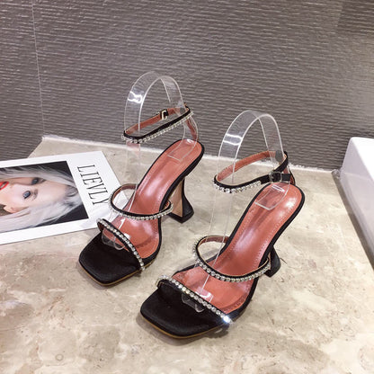 Square toe high heel sandals