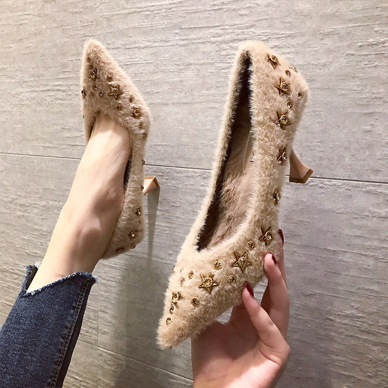 Sandalias de tacón alto con punta y cómodas de marca para damas