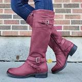 Bottes en cuir PU à fermeture éclair latérale pour femmes