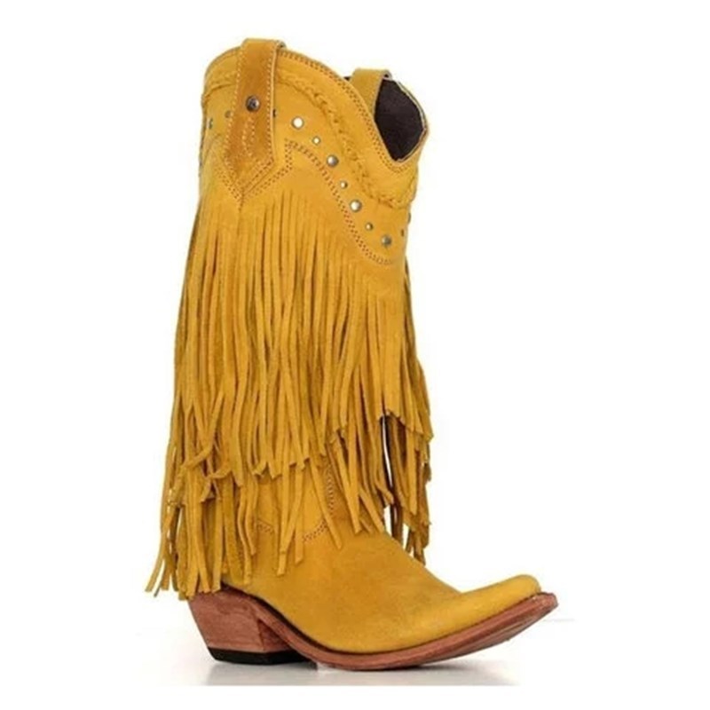 Women's fringed mid boots