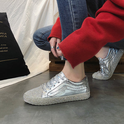 Zapatos planos para mujer con diamantes de imitación y purpurina