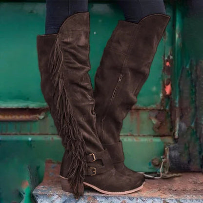 Bottes à pampilles longues pour femmes, grandes tailles