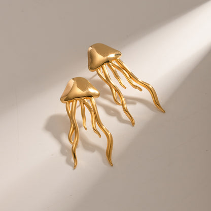 18K Gold-Plated Stainless Steel Jellyfish Earrings