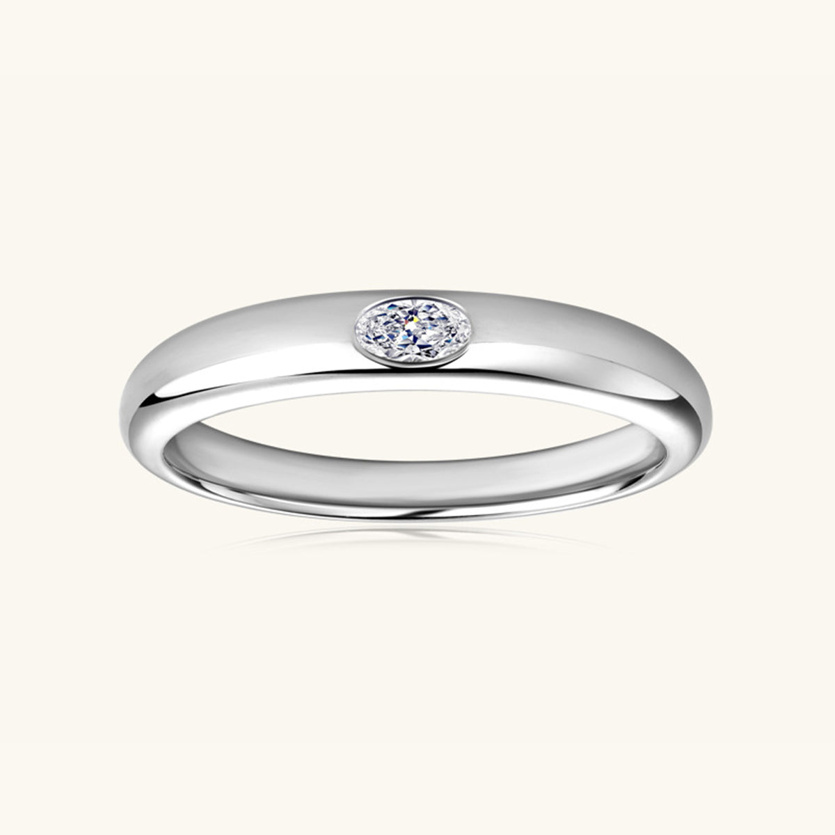 Bague moissanite incrustée en argent sterling 925