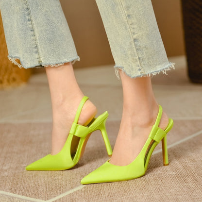 Women's Solid Color Pointed Toe Stiletto Sandals