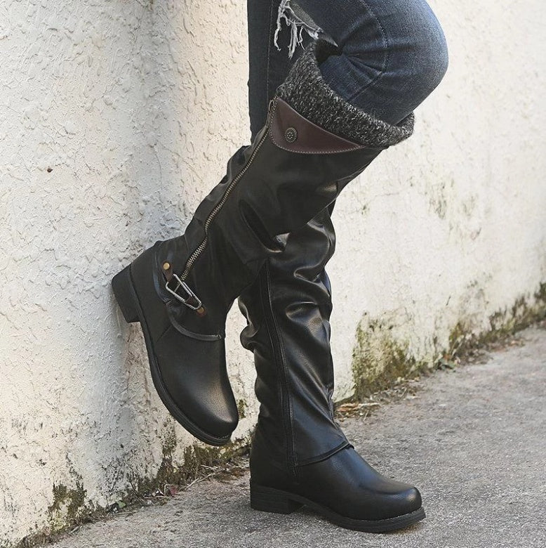 Low heel round toe boots