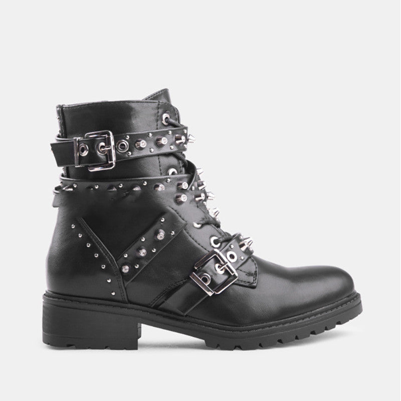 Low thick casual medium cross strapping Martin boots