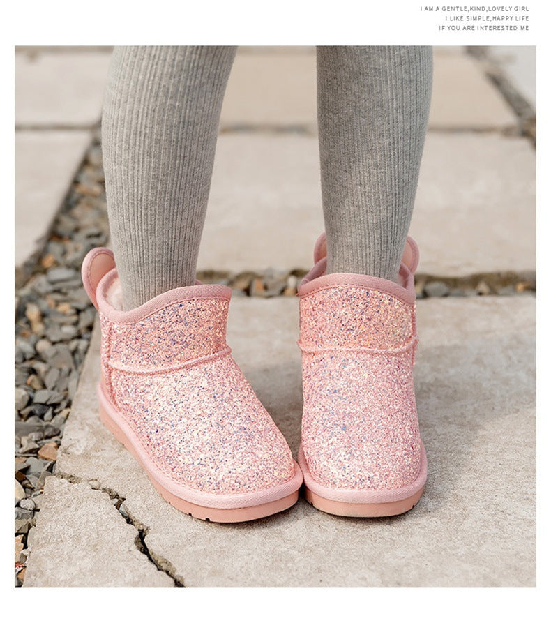 Botas de nieve para niñas y bebés, de terciopelo y gruesas, para invierno