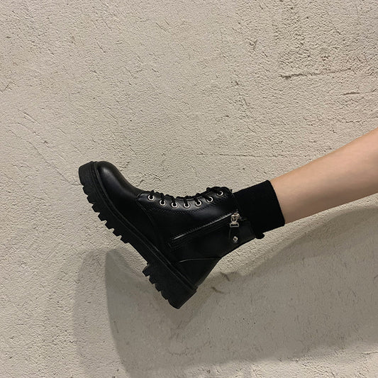 Botas cortas pequeñas de estilo británico, finas y combinables para verano, para primavera y otoño