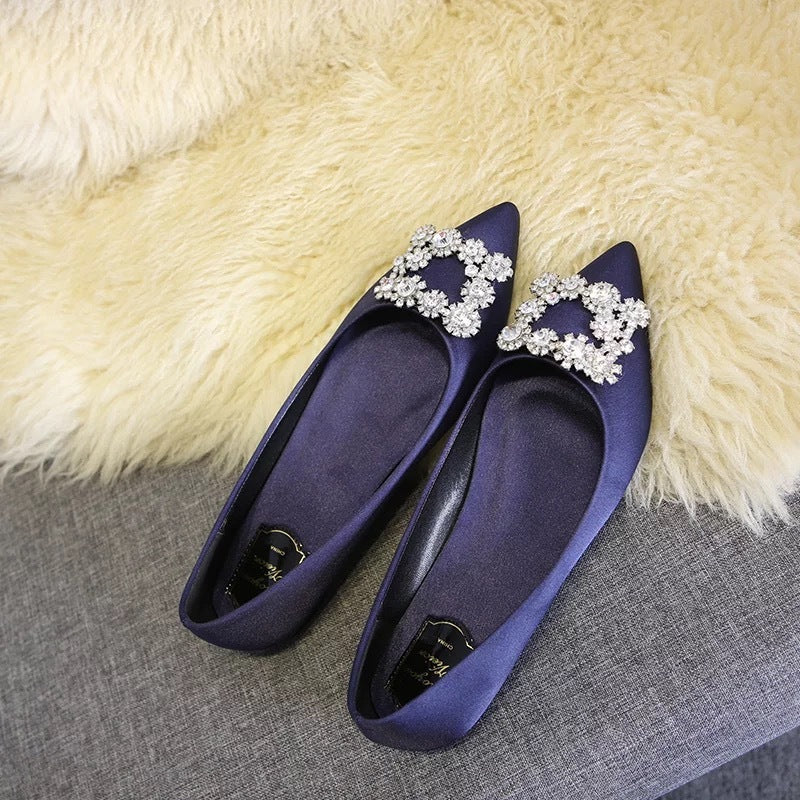 Shallow Diamond Square Buckle Flat Shoes