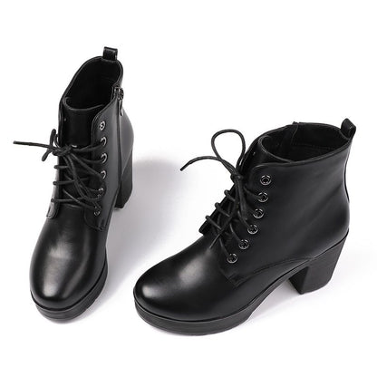 High-heeled women's boots Martin boots women's platform with waterproof platform boots and velvet warm leather boots