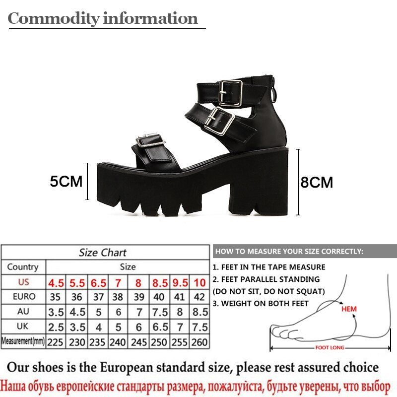 Verano nuevo europeo y americano hebilla hebilla con sandalias y bizcocho fondo grueso tacón alto zapatos de mujer 40 yardas