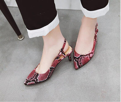 Snake-shaped pointed sandals female baotou with European and American foreign trade large size shoes