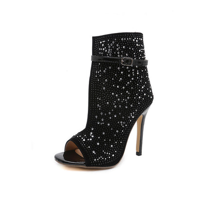 Cutout slim super high heel cool boots