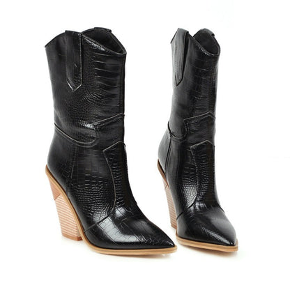 High heel pointed toe short boots