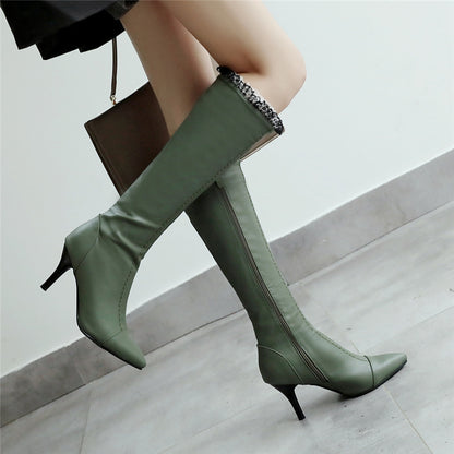 Stiletto pointed toe high knight boots