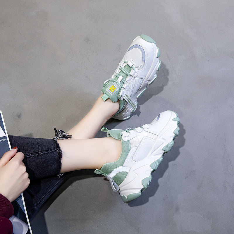 Zapatos casuales deportivos para papá con suela gruesa de cuero genuino que combinan con todo