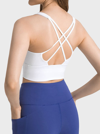 Soutien-gorge de sport à encolure dégagée et à bretelles croisées