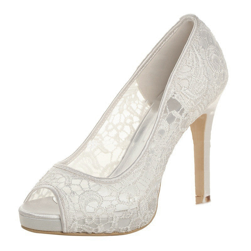 Nouvelles chaussures de mariage en dentelle blanche