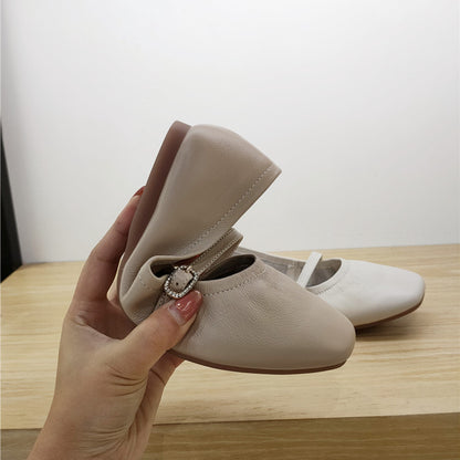 Small leather shoes Korean retro grandma shoes