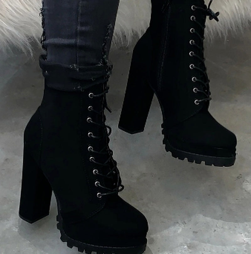 Super High Heel Large Frosted Low Boots