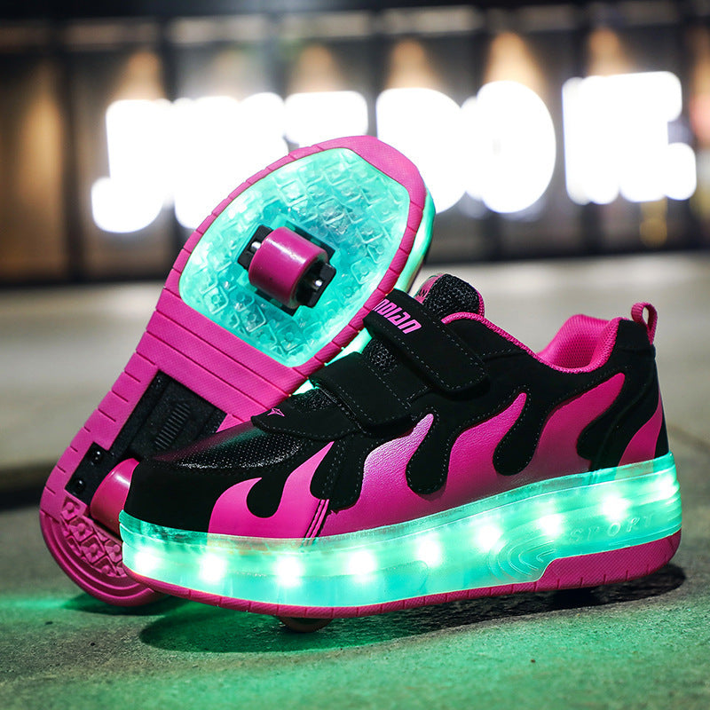 Single Wheel Heelys LED Light Shoes