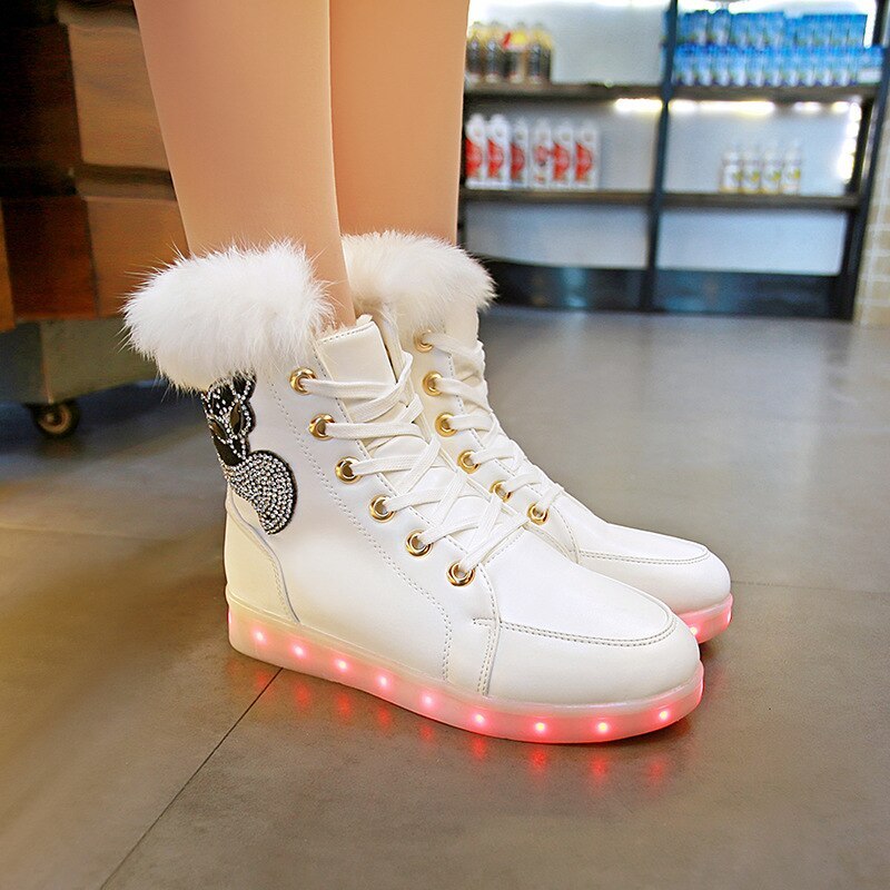 Botas de nieve más algodón para nieve Zapatos luminosos de algodón 