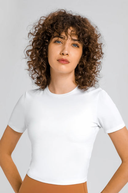 Round Neck Short Sleeve Yoga Tee