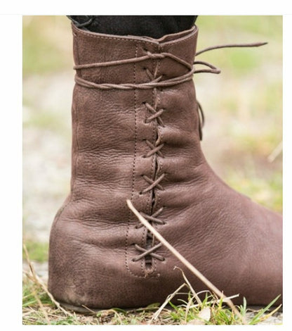 Flat Bottom Women's Boots With Cross Straps