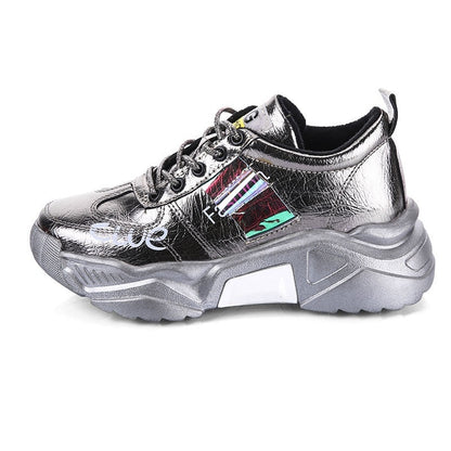 Tendon Sole Women's Shoes Patent Leather Platform Single Shoes Platform Sneakers