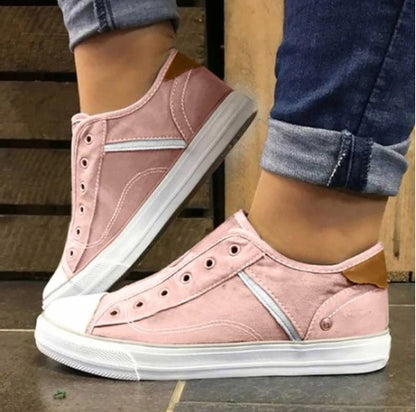 Stitching Lace-free Flat Canvas Shoes