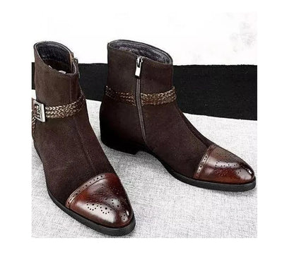 Bottes basses à talon bas et fermeture éclair latérale pour hommes