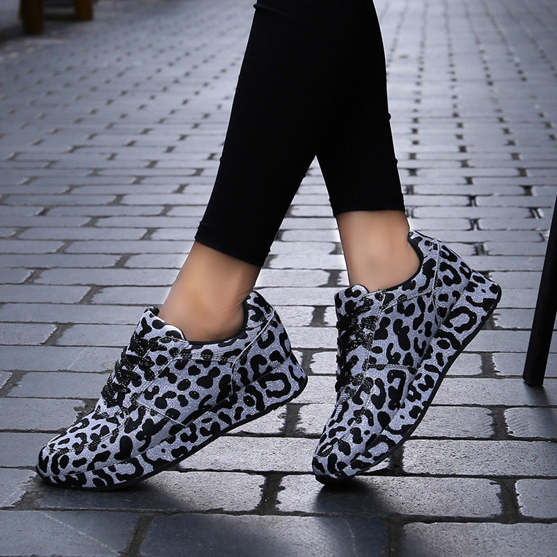 Women's leopard print long-moving shoes