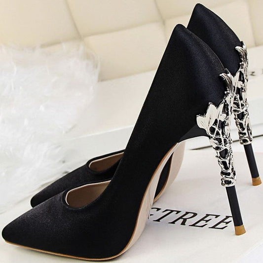 High-heeled women's autumn satin women's shoes