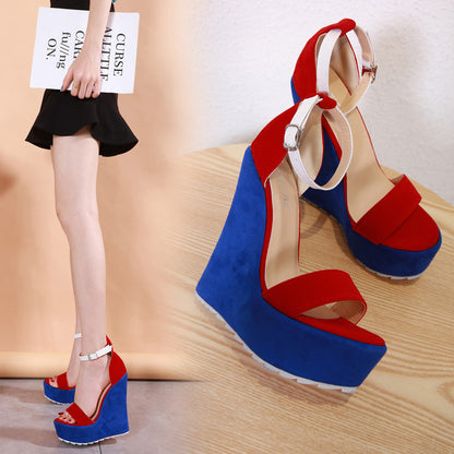 Super high heel colorblock hate high single shoes