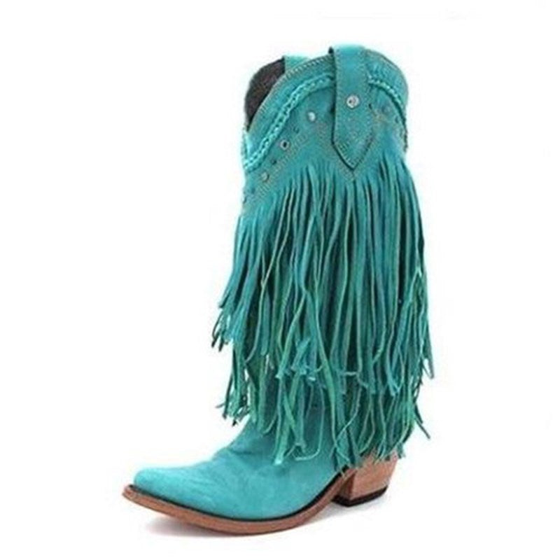 Women's fringed mid boots