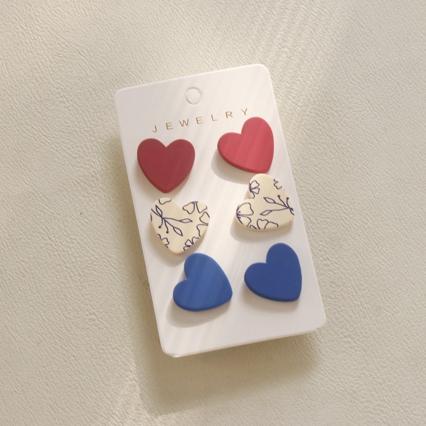 Boucles d'oreilles coeur en acrylique 3 pièces