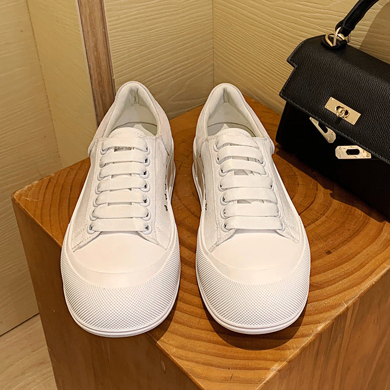 Canvas Shoes Lace-up Platform Platform Flat Casual Sneakers