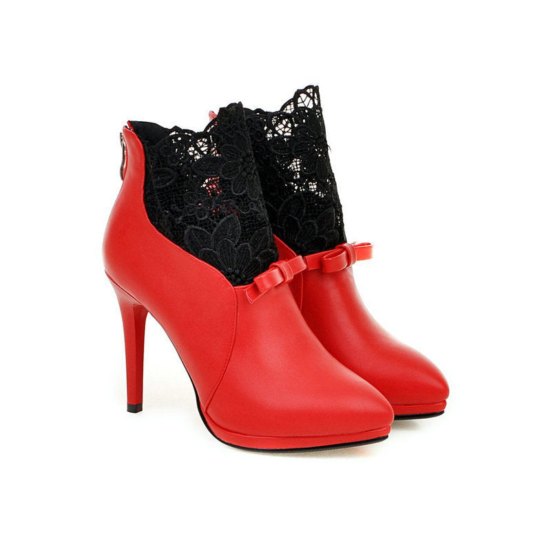 High heel lace women's boots