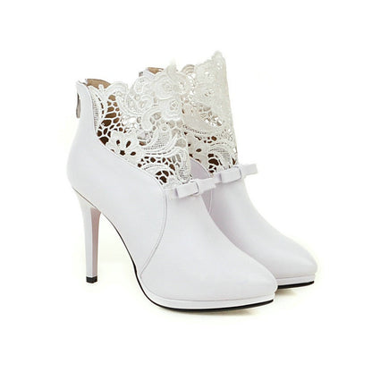 High heel lace women's boots