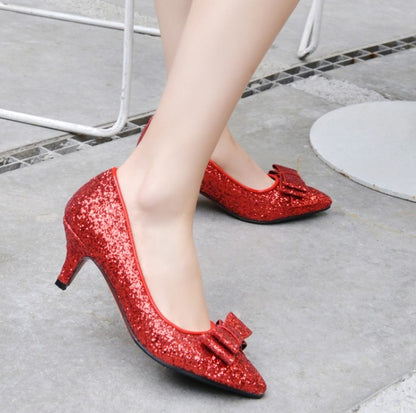 Chaussures de mariage vert rouge argent chaussures nœud avec chaussures simples pointues paillettes taille extra large chaussures petit code 