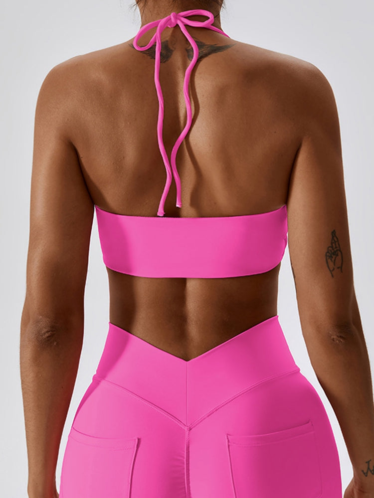 Camiseta sin mangas con cuello halter para yoga