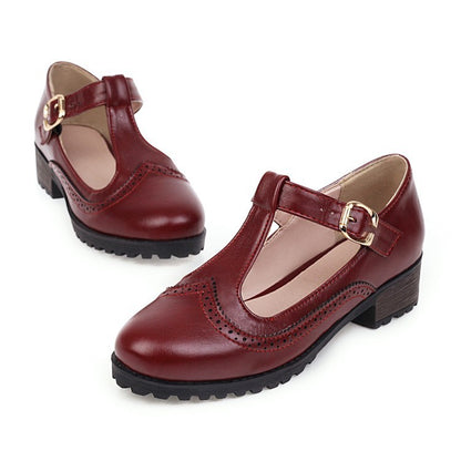 Chaussures pour femmes de grande taille de style universitaire Chaussures en T Chaussures simples à boucle de printemps Chaussures pour étudiantes