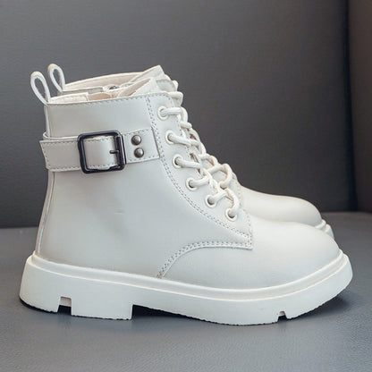 Chaussures pour enfants de style britannique, bottes en cuir à semelles souples, bottes courtes pour enfants