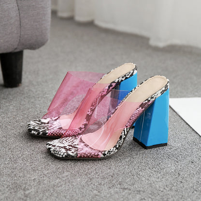 Thick high-heeled slippers